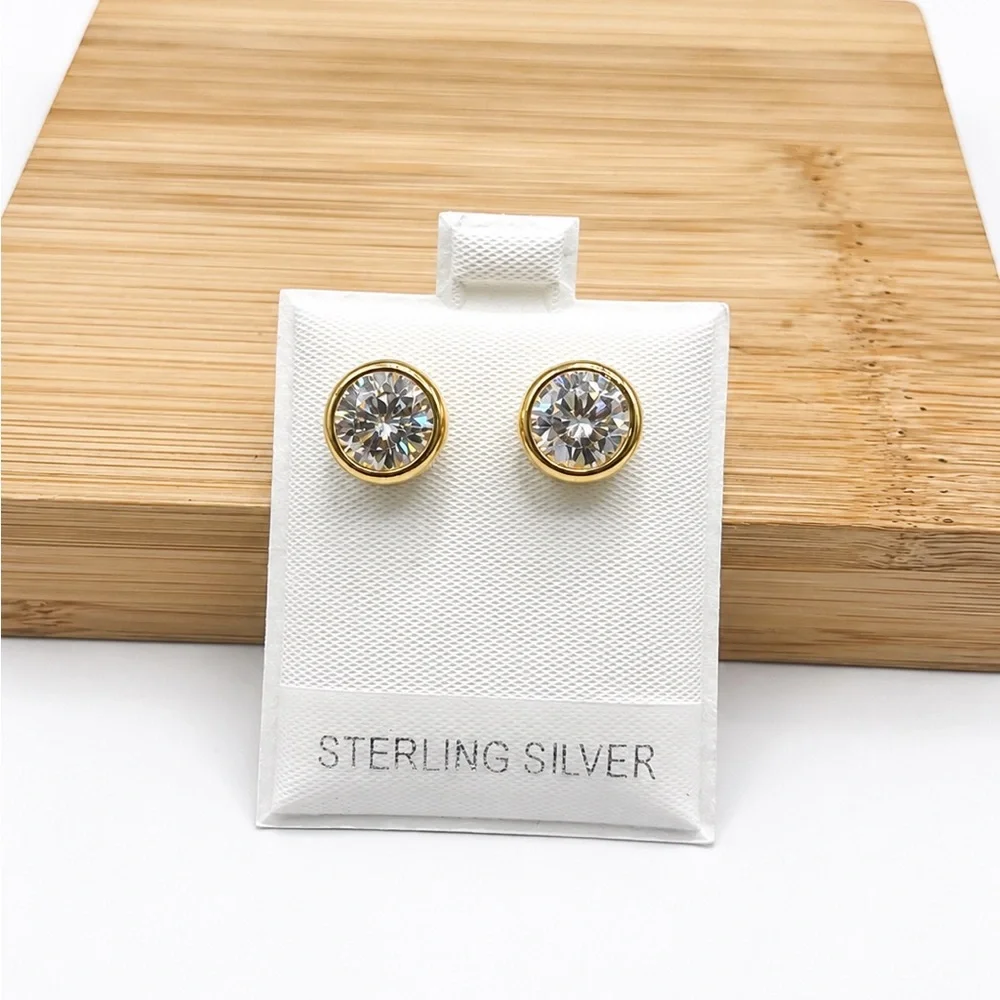 Gold Over Sterling Silver 4.00CTW MOISSANITE Stud Screw Back Earrings